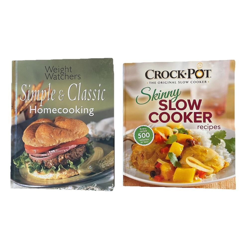 Lot Of 2 Cook Books Skinny Slow Cooker VTG Weight Watchers Cooking points